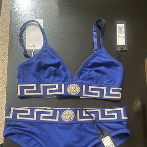 Versace intimate set. Royal blue with gold details. Never worn.
